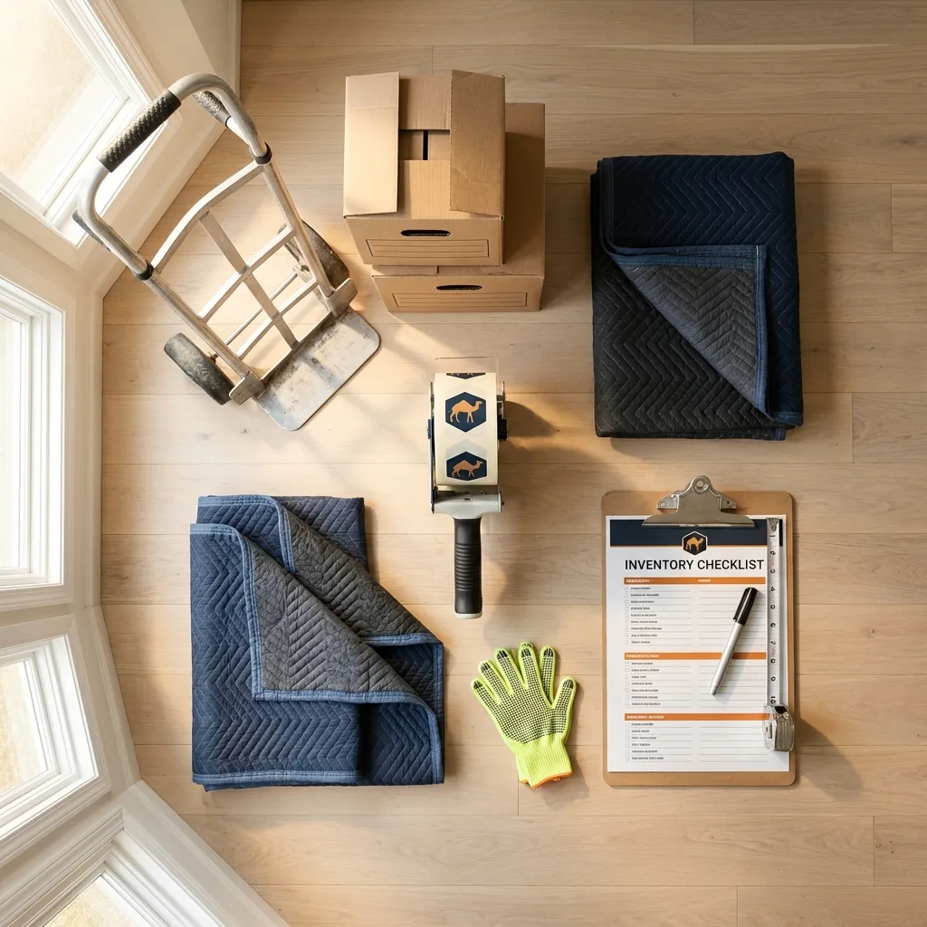 Professional moving supplies and packing materials layout for Stephens City residential relocations